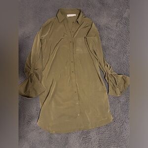 Abercrombie & Fitch satin army green shirt dress size small